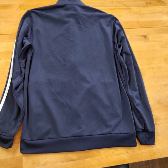 ADIDAS Track Jacket Medium Navy Blue Stripes Full Zip Old School Athlete - Picture 3 of 6
